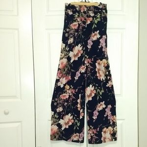 Floral Wide-Leg High-Waisted Pant